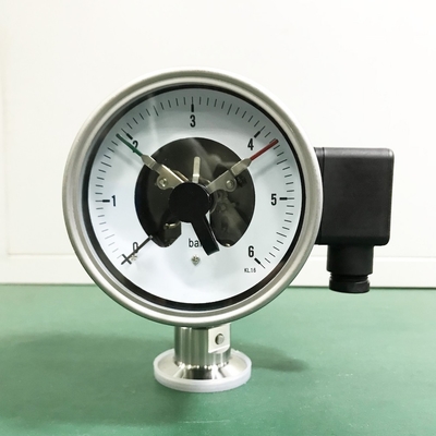 Manometr elektryczny z kierunkiem promieniowym 6 barów 100 mm z uszczelnioną membraną tarczową