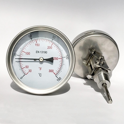 Regulowany termometr bimetaliczny z trzpieniem 100 mm w całości ze stali nierdzewnej