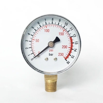 Manometr użytkowy o podwójnej skali 63 mm 230 Psi Manometr z przyłączem dolnym EN837-1