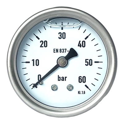 Manometr ze stali nierdzewnej do montażu tylnego 63 mm wypełniony gliceryną
